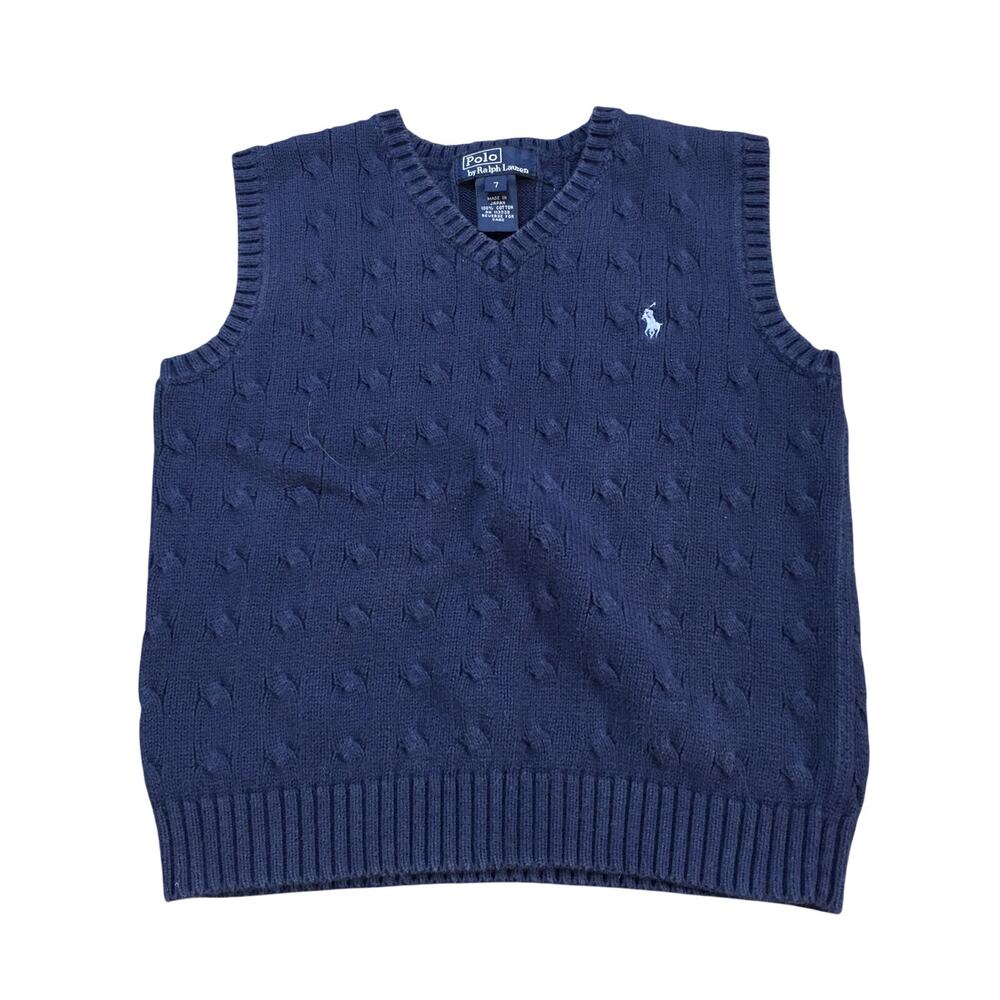 Polo By Ralph Lauren Navy Boy Shorts Size 7 Knitted Cable Vest‎